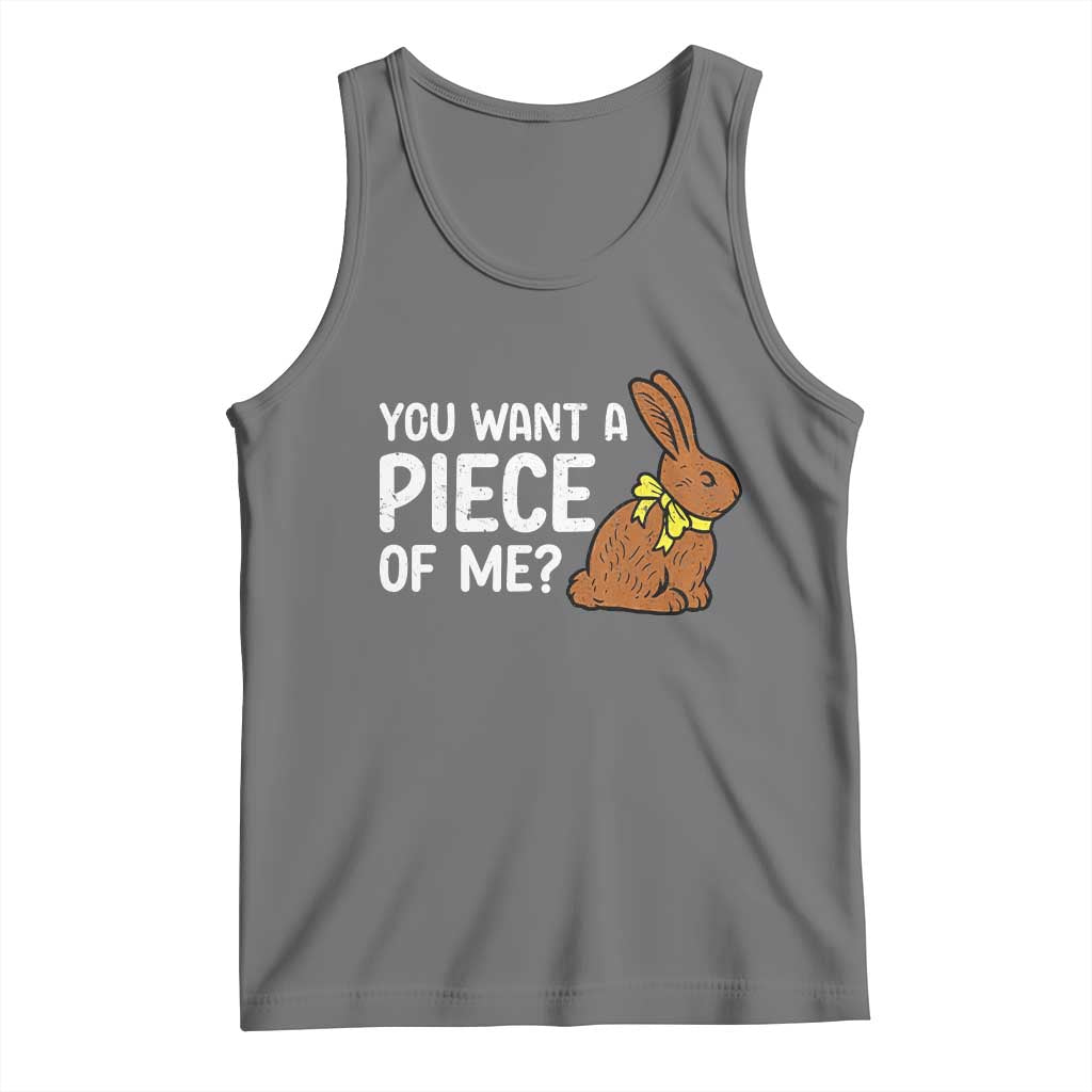 You Want A Piece Of Me Tank Top Funny Easter Chocolate Bunny TS14 Black Heather Print Your Wear
