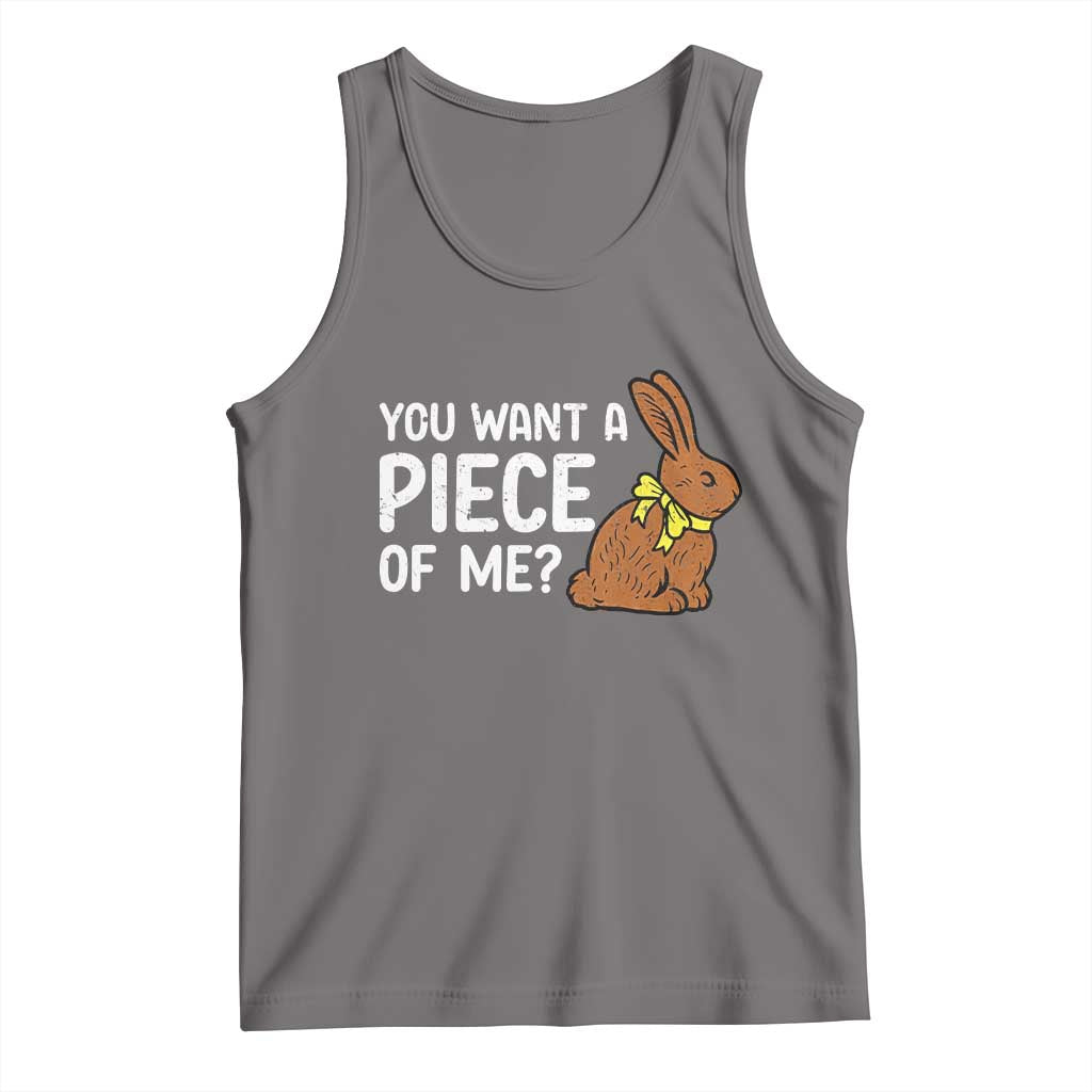 You Want A Piece Of Me Tank Top Funny Easter Chocolate Bunny TS14 Deep Heather Print Your Wear