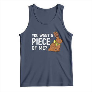 You Want A Piece Of Me Tank Top Funny Easter Chocolate Bunny TS14 Navy Print Your Wear