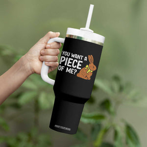 You Want A Piece Of Me Tumbler With Handle Funny Easter Chocolate Bunny TS14 Print Your Wear
