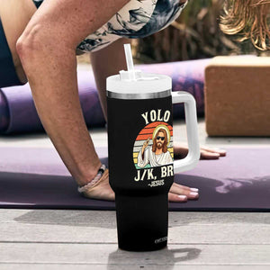 Yolo Jk BRB Jesus Tumbler With Handle Funny Easter Christian TS14 Print Your Wear