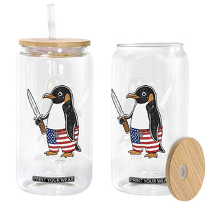 Flight was Never an Option Glass Can Funny Penguin Knife Sarcastic American Flag