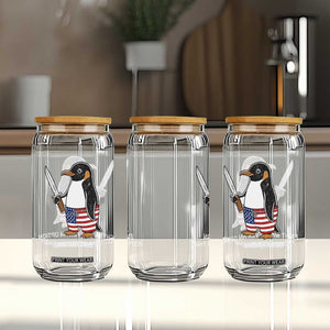 Flight was Never an Option Glass Can Funny Penguin Knife Sarcastic American Flag