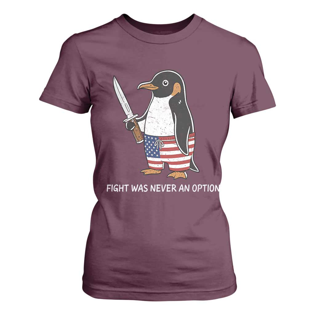 Flight was Never an Option T Shirt For Women Funny Penguin Knife Sarcastic American Flag