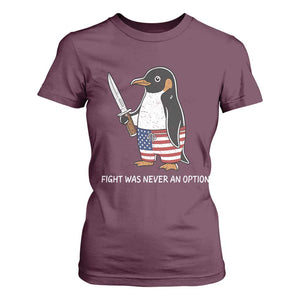 Flight was Never an Option T Shirt For Women Funny Penguin Knife Sarcastic American Flag