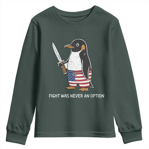 Flight was Never an Option Youth Sweatshirt Funny Penguin Knife Sarcastic American Flag