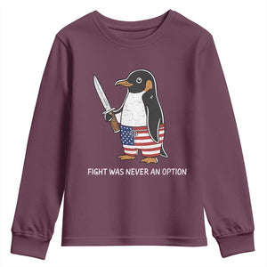 Flight was Never an Option Youth Sweatshirt Funny Penguin Knife Sarcastic American Flag