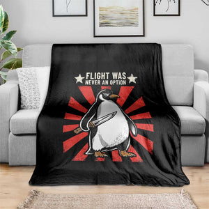Flight was Never an Option Throw Blanket Funny Penguin Knife Sarcastic