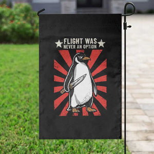 Flight was Never an Option Garden Flag Funny Penguin Knife Sarcastic