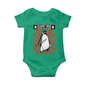 Flight was Never an Option Baby Onesie Funny Penguin Knife Sarcastic