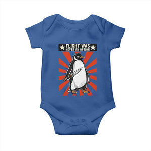 Flight was Never an Option Baby Onesie Funny Penguin Knife Sarcastic