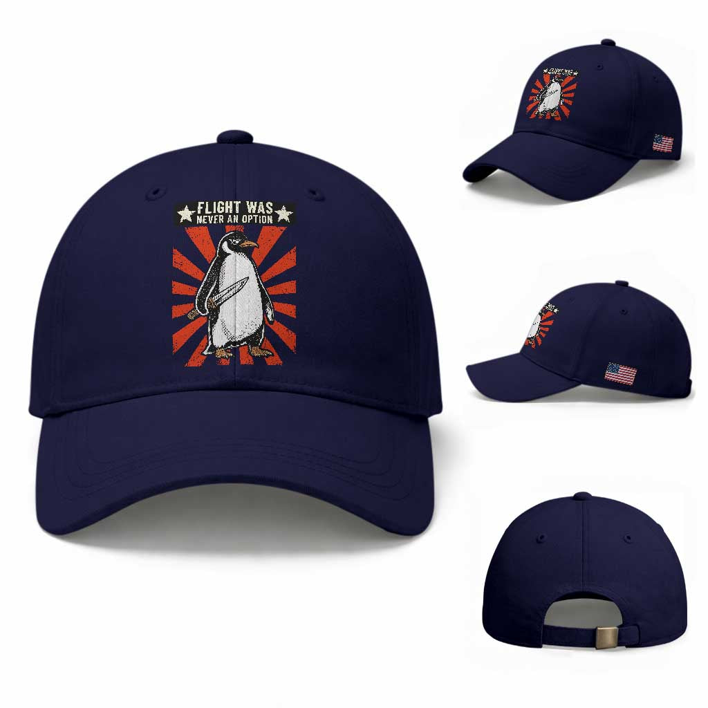 Flight was Never an Option Baseball Cap Funny Penguin Knife Sarcastic