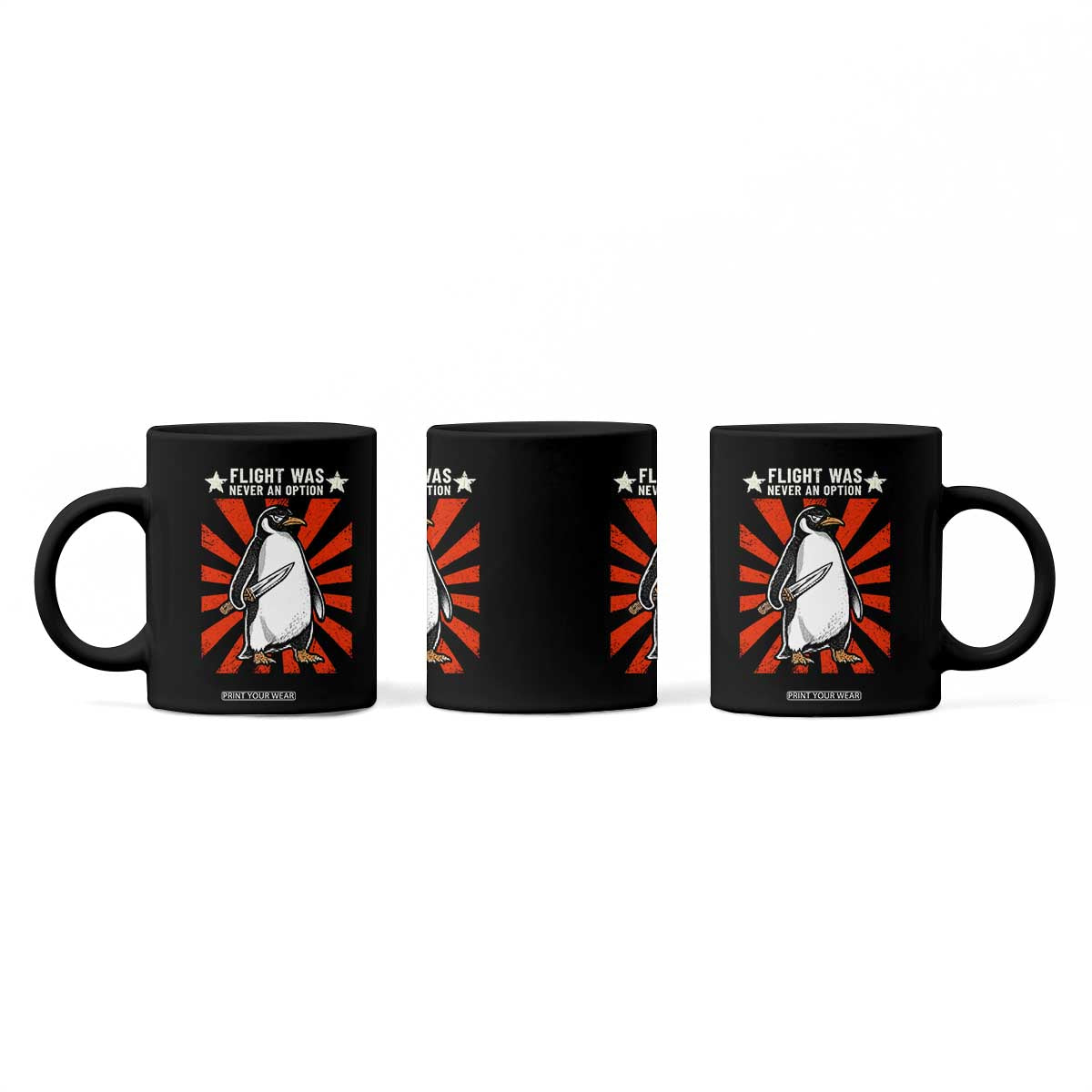 Flight was Never an Option Coffee Mug Funny Penguin Knife Sarcastic