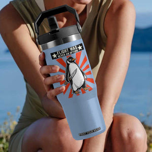 Flight was Never an Option Flip Straw Tumbler Funny Penguin Knife Sarcastic