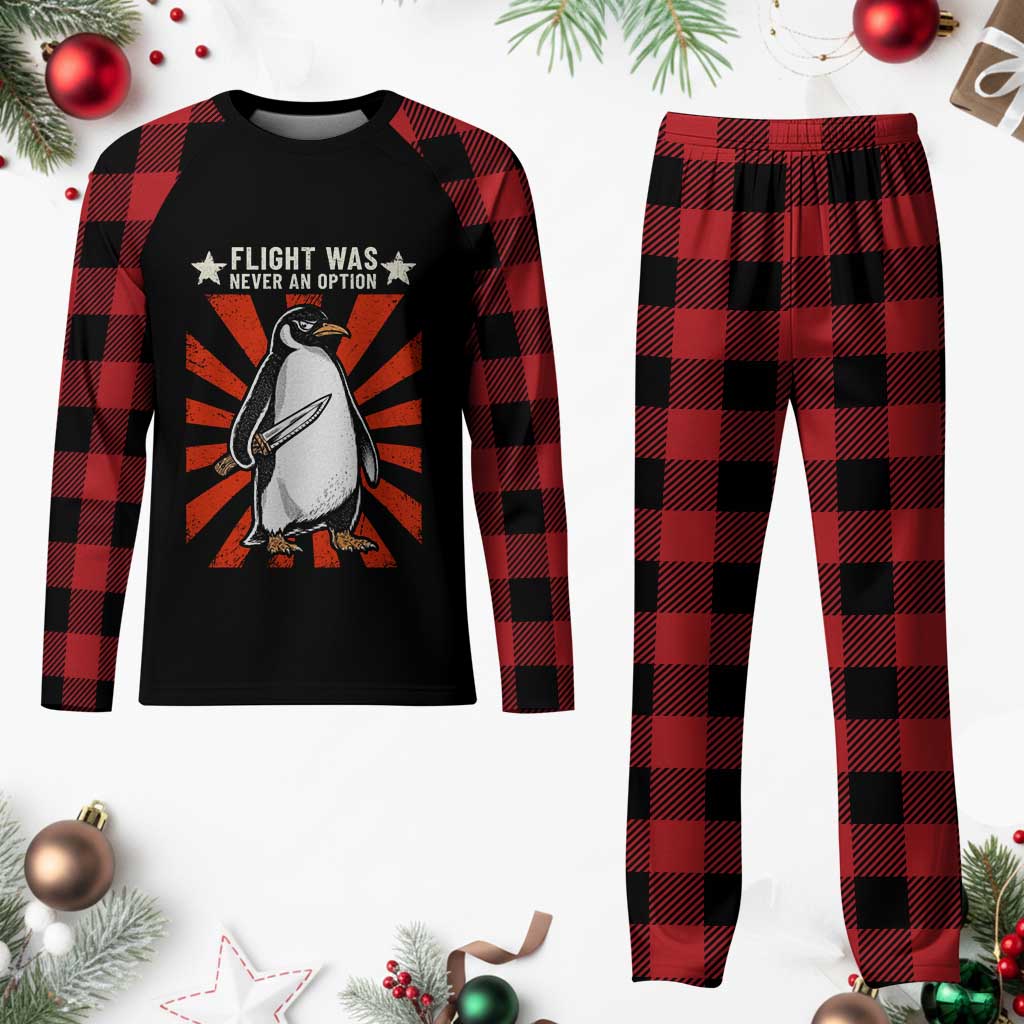 Flight was Never an Option Plaid Pajama Set Funny Penguin Knife Sarcastic TS14 Buffalo Plaid Print Your Wear