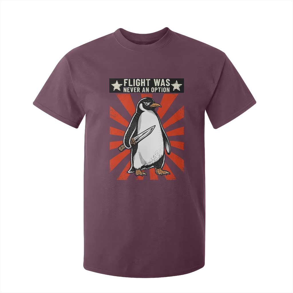 Flight was Never an Option T Shirt For Kid Funny Penguin Knife Sarcastic