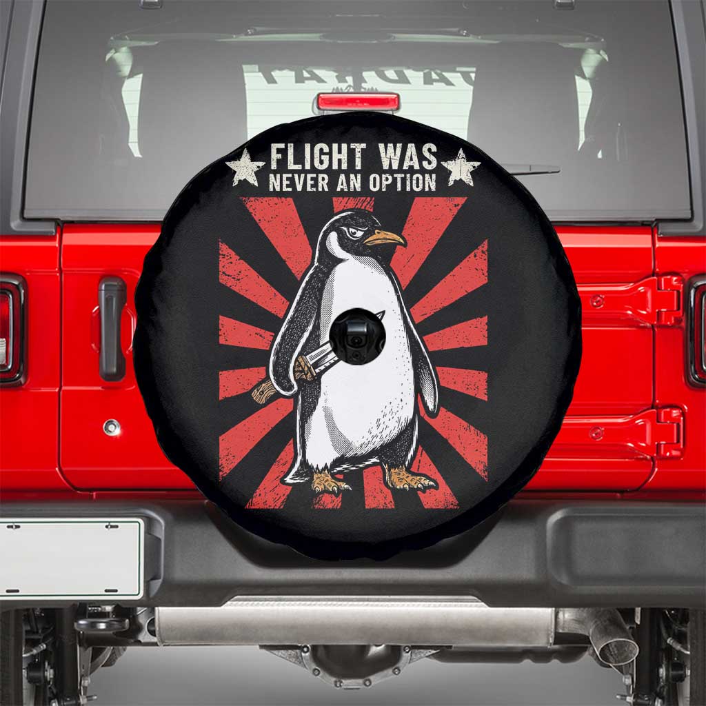 Flight was Never an Option Spare Tire Cover Funny Penguin Knife Sarcastic