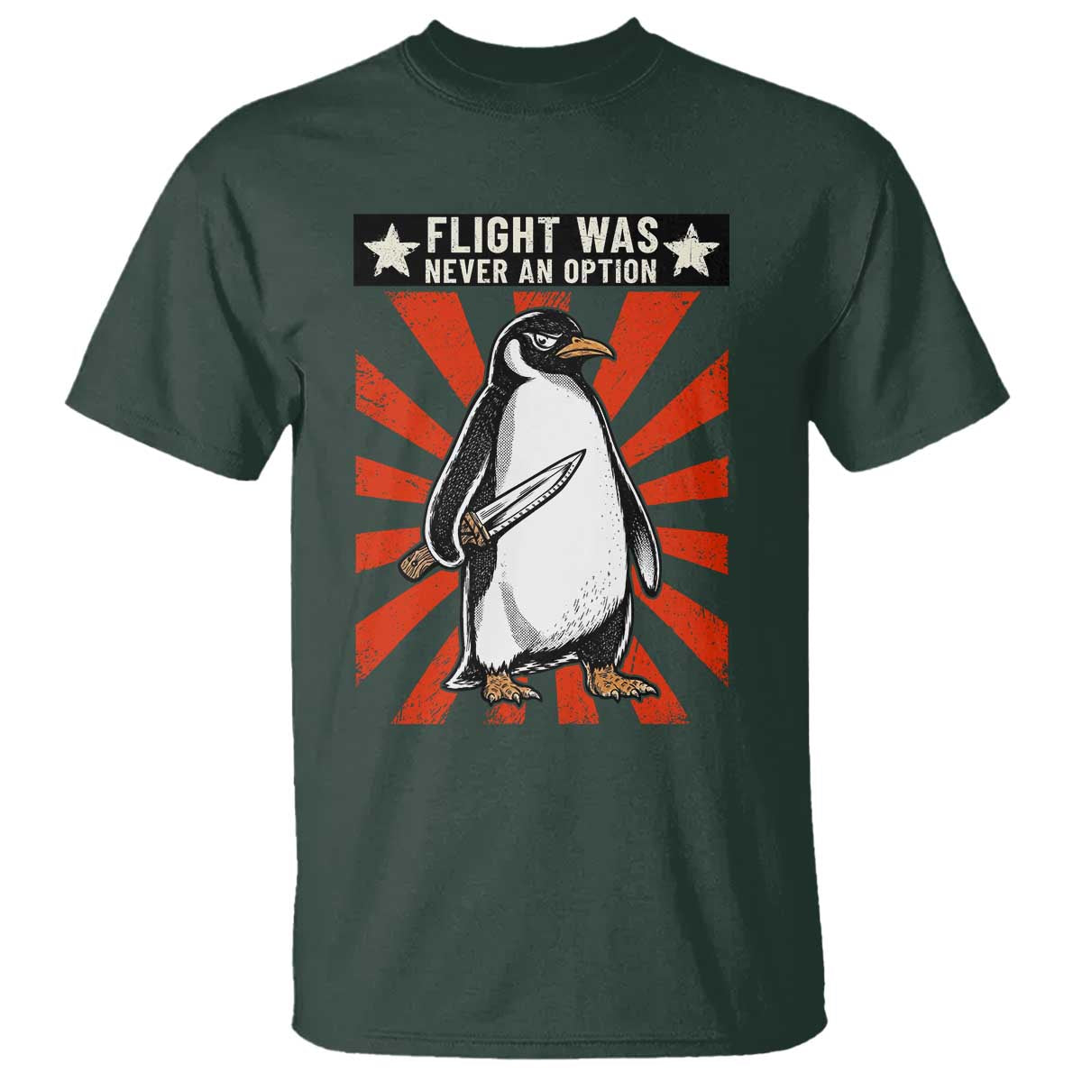 Flight was Never an Option T Shirt Funny Penguin Knife Sarcastic