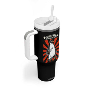 Flight was Never an Option Tumbler With Handle Funny Penguin Knife Sarcastic