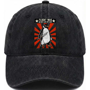 Flight was Never an Option Washed Cotton Baseball Cap Funny Penguin Knife Sarcastic
