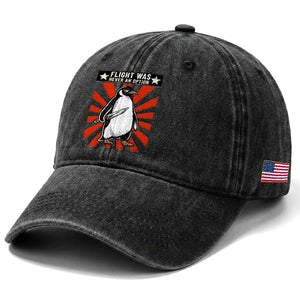 Flight was Never an Option Washed Cotton Baseball Cap Funny Penguin Knife Sarcastic