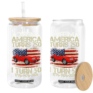 America Turns 250 I Turn 50 1976 50th Birthday Glass Can Sports Car Retro Americana