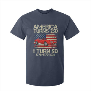 America Turns 250 I Turn 50 1976 50th Birthday T Shirt For Kid Sports Car Retro Americana