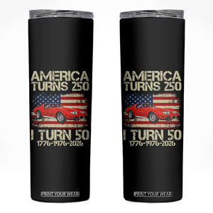 America Turns 250 I Turn 50 1976 50th Birthday Skinny Tumbler Sports Car Retro Americana