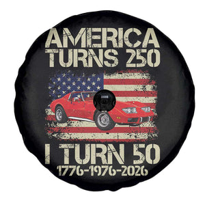 America Turns 250 I Turn 50 1976 50th Birthday Spare Tire Cover Sports Car Retro Americana