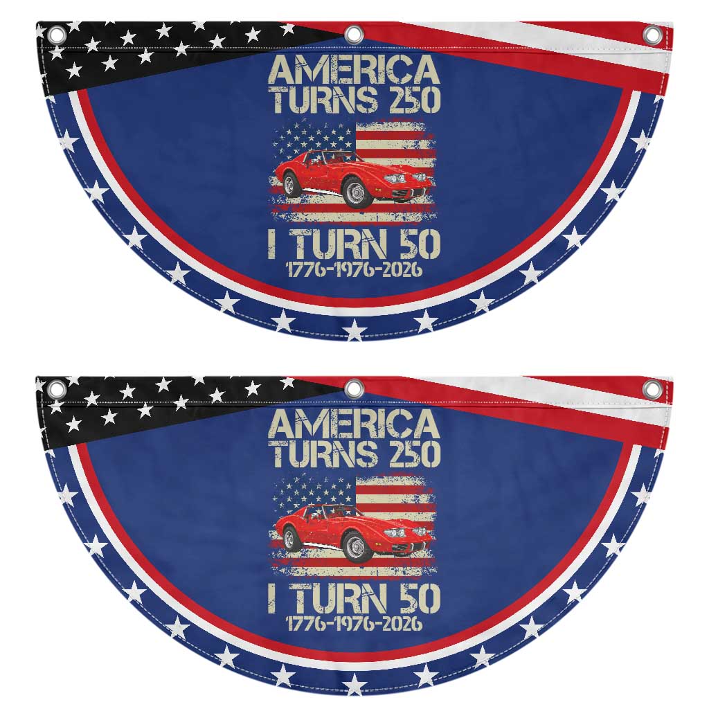 America Turns 250 I Turn 50 1976 50th Birthday Patriotic Fan Flag Sports Car Retro Americana