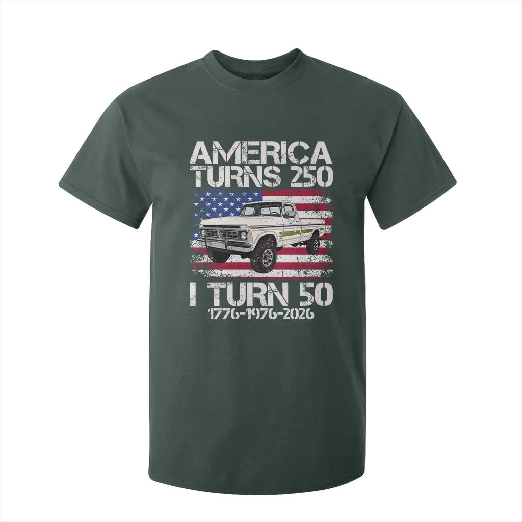 America Turns 250 I Turn 50 1976 50th Birthday T Shirt For Kid Vintage Classic Original American Old Pickup Truck
