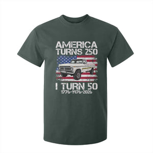 America Turns 250 I Turn 50 1976 50th Birthday T Shirt For Kid Vintage Classic Original American Old Pickup Truck