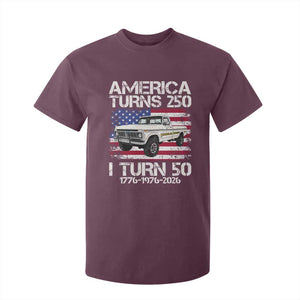 America Turns 250 I Turn 50 1976 50th Birthday T Shirt For Kid Vintage Classic Original American Old Pickup Truck