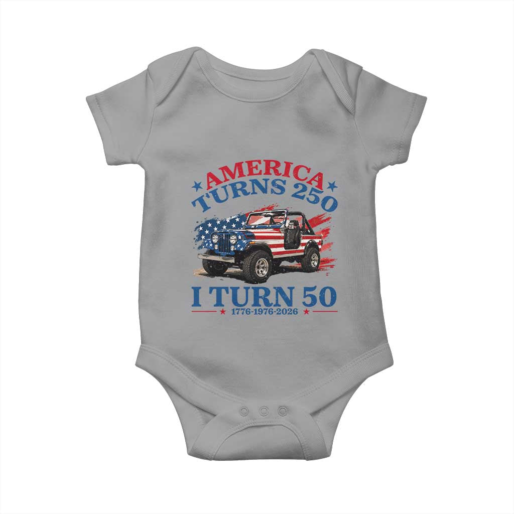 America Turns 250 I Turn 50 1976 50th Birthday Baby Onesie Compact Classic Off-road SUV