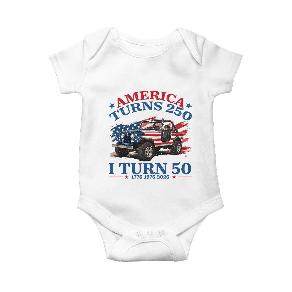 America Turns 250 I Turn 50 1976 50th Birthday Baby Onesie Compact Classic Off-road SUV