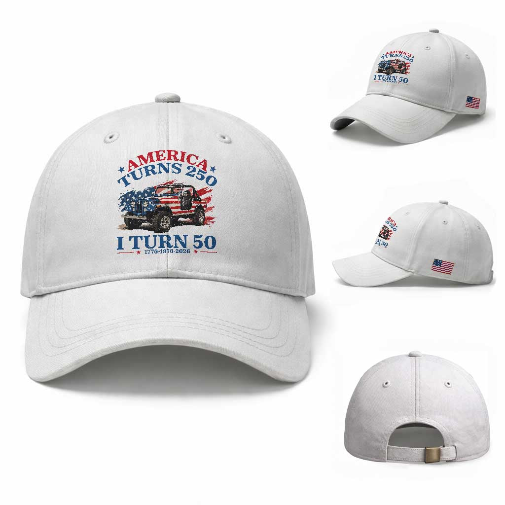 America Turns 250 I Turn 50 1976 50th Birthday Baseball Cap Compact Classic Off-road SUV
