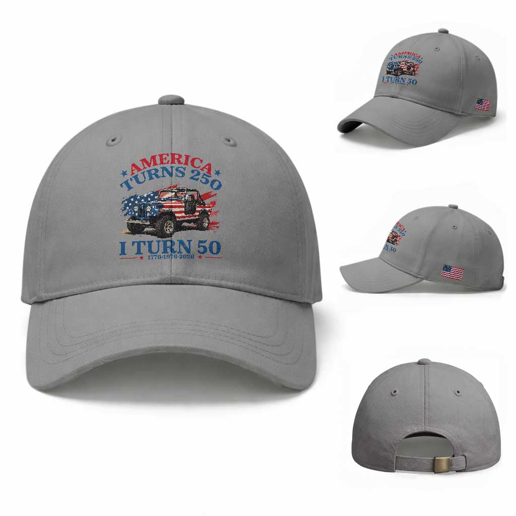 America Turns 250 I Turn 50 1976 50th Birthday Baseball Cap Compact Classic Off-road SUV