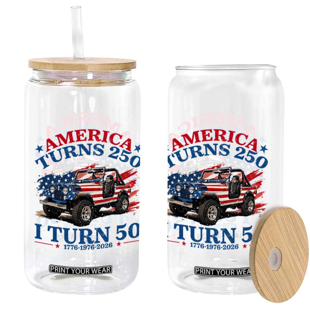 America Turns 250 I Turn 50 1976 50th Birthday Glass Can Compact Classic Off-road SUV