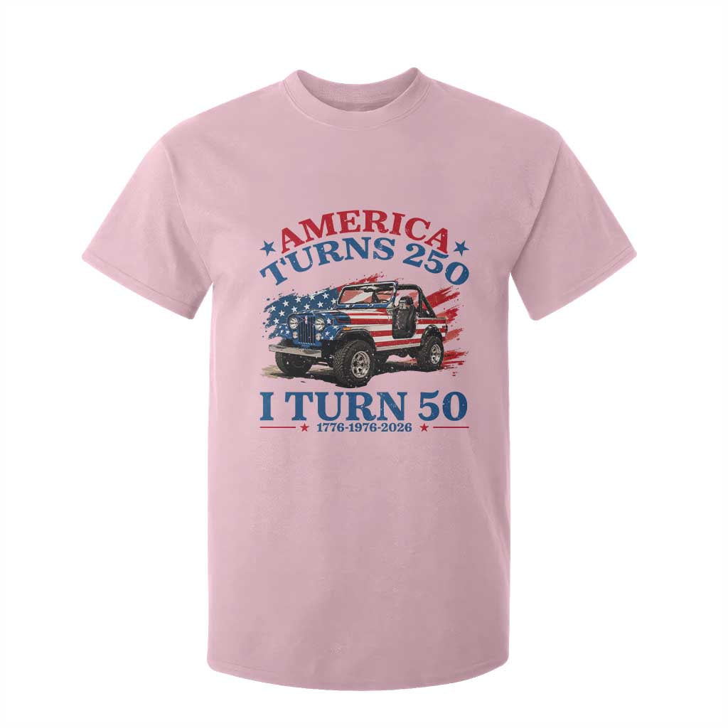 America Turns 250 I Turn 50 1976 50th Birthday T Shirt For Kid Compact Classic Off-road SUV