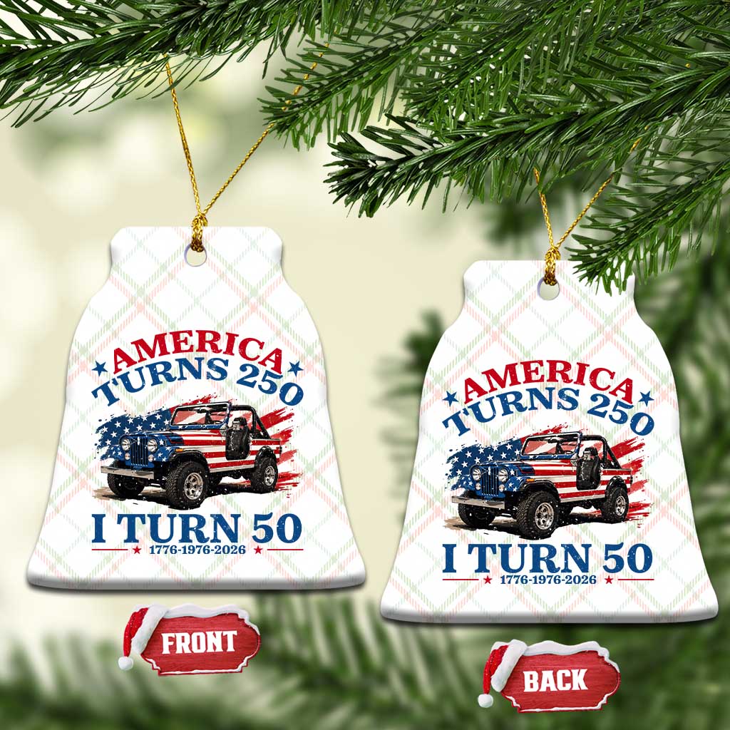 America Turns 250 I Turn 50 1976 50th Birthday Ceramic Ornament Compact Classic Off-road SUV