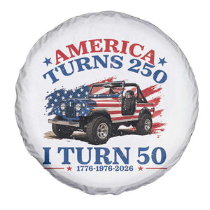 America Turns 250 I Turn 50 1976 50th Birthday Spare Tire Cover Compact Classic Off-road SUV