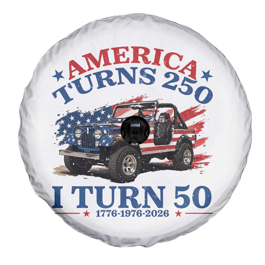 America Turns 250 I Turn 50 1976 50th Birthday Spare Tire Cover Compact Classic Off-road SUV