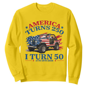 America Turns 250 I Turn 50 1976 50th Birthday Sweatshirt Compact Classic Off-road SUV