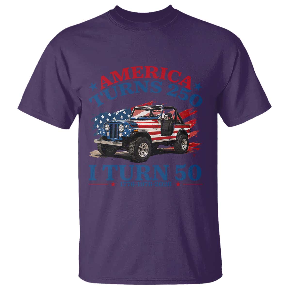 America Turns 250 I Turn 50 1976 50th Birthday T Shirt Compact Classic Off-road SUV