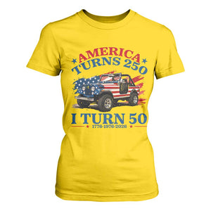 America Turns 250 I Turn 50 1976 50th Birthday T Shirt For Women Compact Classic Off-road SUV