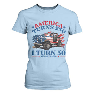 America Turns 250 I Turn 50 1976 50th Birthday T Shirt For Women Compact Classic Off-road SUV