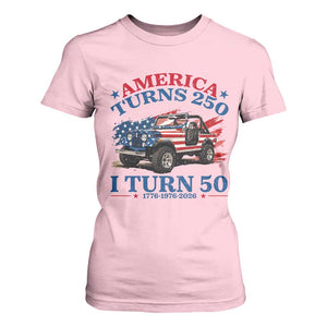 America Turns 250 I Turn 50 1976 50th Birthday T Shirt For Women Compact Classic Off-road SUV