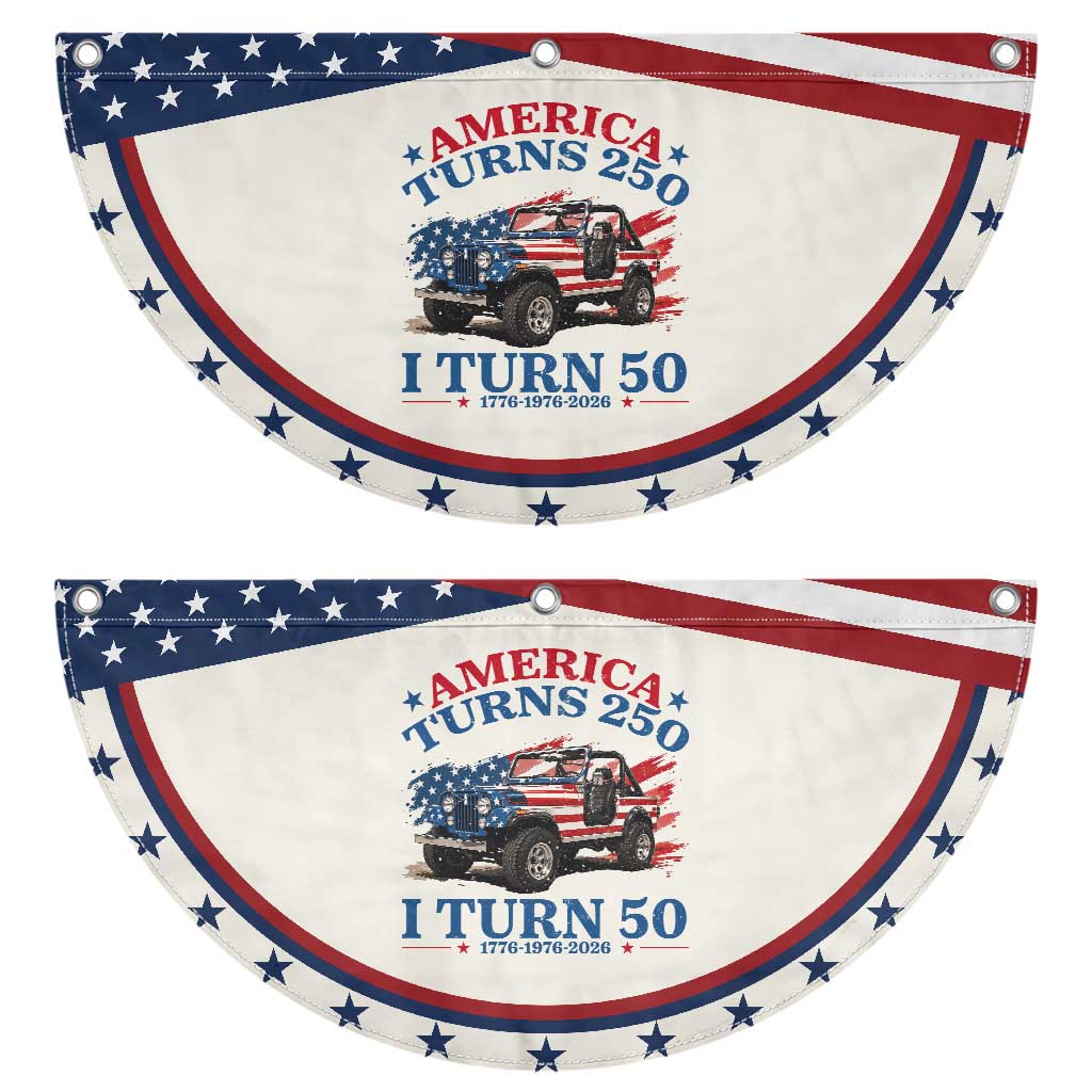 America Turns 250 I Turn 50 1976 50th Birthday Patriotic Fan Flag Compact Classic Off-road SUV TS14 2pcs pack Classic Beige Print Your Wear