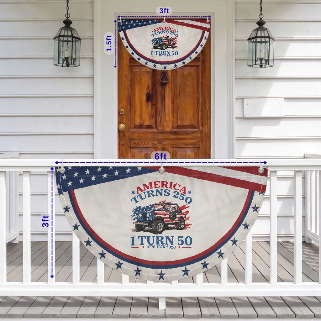 America Turns 250 I Turn 50 1976 50th Birthday Patriotic Fan Flag Compact Classic Off-road SUV