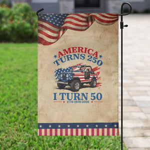 America Turns 250 I Turn 50 1976 50th Birthday Patriotic Garden Flag Compact Classic Off-road SUV
